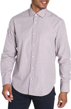 J.A.C.H.S. Hayati Check Cotton Button-Up Shirt in Burgundy Plaid at Nordstrom Rack, Size Xx-Large