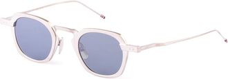 Thom Browne Stijlvol Zwart Leren Portemonnee - unisex - Zonnebrillen - Grijs - 42 MM - Accessoires