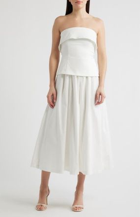 En Saison Arden Strapless Mixed Media Dress in White at Nordstrom, Size X-Small