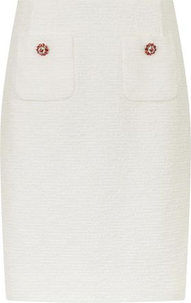 Dolce & Gabbana Tweedrok met Juwelen Knopen - Dames - Kokerrokken - Wit - L - Tweed - Rokken