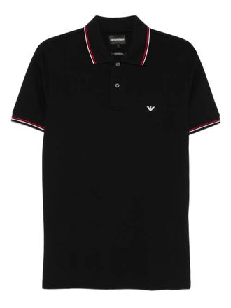 Emporio Armani tipped-collar polo shirt - men - Cotton/Elastane - 3XL - Black