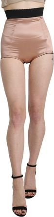 Dolce & Gabbana Beige Silk High Waist Mini Hot Pants Womens Shorts