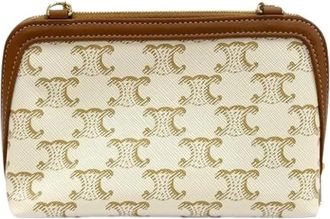 Celine Pre-owned Vintage Canvas Crossbody Bag - Dames - Vintage Schoudertas - Wit - ONE Size - Leer - Vintage