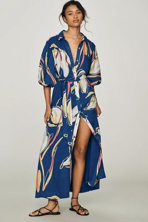 Maeve Mona Linen Blend Maxi Shirtdress