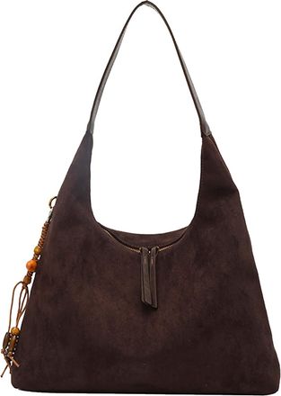 Generic Faux Suede Handbag Large Capacity Tote Bag Bag for Women (Dark Brown) (style3)
