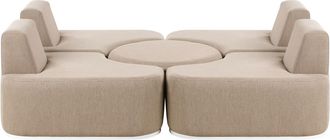 Beliani Conjunto de jard&iacute;n con mesa 4 plazas Tela Beige