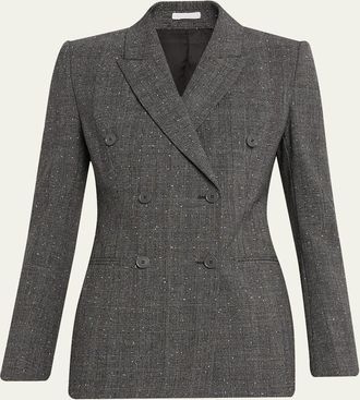 Alexander McQueen Double-Breasted Check Wool Tailored Jacket