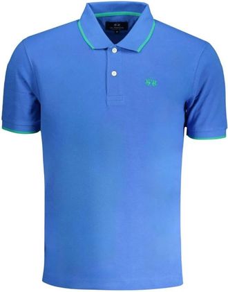 La Martina Blauw Katoenen Poloshirt met Logo - Heren - Polos - Blauw - S - Katoen - Tops