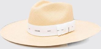 Celine Cappello Panama in paglia con tesa larga e logo a contrasto