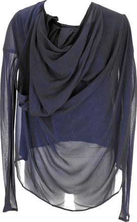 Haider Ackermann Draped Top in Navy Blue Silk