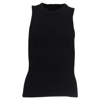 Khaite Ribbed-Knit Tank Top in Black Cotton