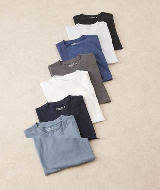 Abercrombie & Fitch Essential - Confezione da 7 T-shirt nere/blu/bianche-Nero