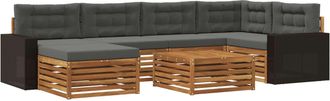 vidaXL Conjunto De Sof&aacute;s De Exterior 7 Uds. Natural Y Antracita Vidaxl