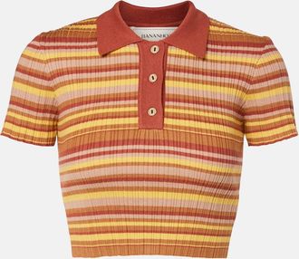 Bananhot Mike ribbed-knit striped cropped polo shirt