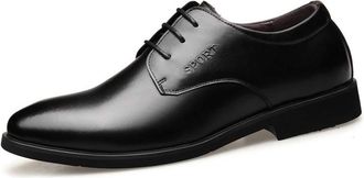 Generic Oxford Dress Shoes for Men Lace Up Round Burnished Toe Derby Shoes Derby Shoes Anti-Slip Rubber Sole Non Slip Resistant Prom(Black,9.5 UK)