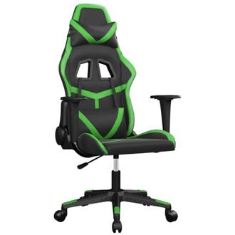 vidaXL Silla Gaming De Masaje Cuero Sint&eacute;tico Negro Y Verde Vidaxl