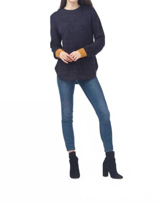 Papillon Knit Sweater With Contrast Cuff In Navy