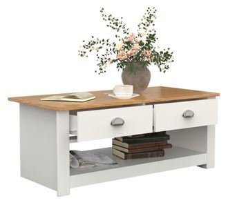 VCM Mesa Lateral De Madera Vcm Mesa De Centro Sofatic Sala De Estar Caj&oacute;n Balusa (blanco)