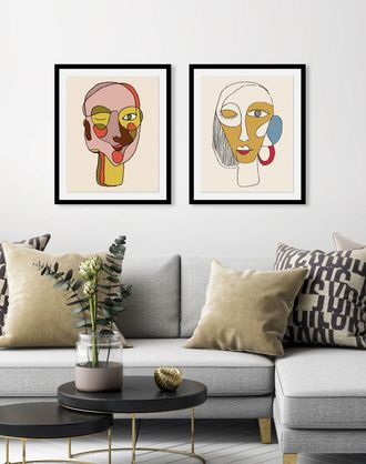 Queence Bild »Santana« Abstrakt Figuren Gesicht Kunst 1 Stk. tlg. HD Premium Poster-Druck inkl. Holzrahmen