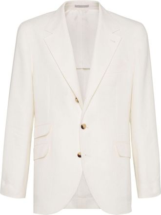 Brunello Cucinelli single-breasted blazer - men - Eco Linen/Wool/Cupro - 48 - Neutrals