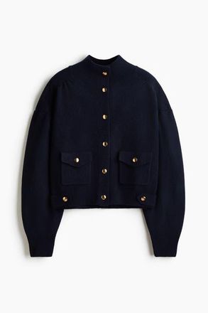 H&M Oversized Cardigan in Navy Blue at Nordstrom, Size Xx-Small