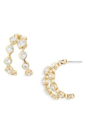 Nadri Brooklyn Cubic Zirconia Double Row Hoop Earrings in Gold at Nordstrom Rack