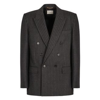 Saint Laurent Dames, Jassen, Grijs, Maat: M Wol