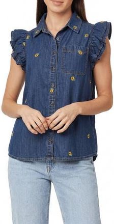 Kensie Denim Double Flutter Sleeve Button Front Top in Melbourne at Nordstrom Rack, Size X-Large