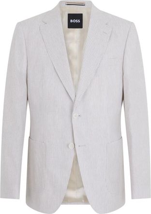 HUGO BOSS Gestreepte Single-Breasted Blazer - Heren - Blazers - Grijs - L - Katoen - Jassen