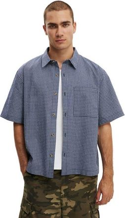 Cotton On Mens Darcy Short Sleeve Shirt in Navy Mini Check at Nordstrom, Size Xx-Large