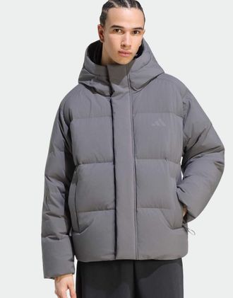 adidas Helionic - Piumino con cappuccio grigio five