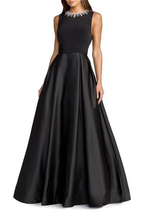 Mac Duggal Embellished High Neck Sleeveless A Line Gown in Black at Nordstrom, Size 14