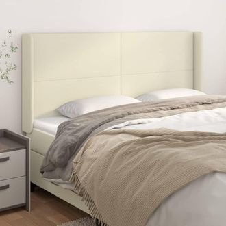 vidaXL Cabecero Con Orejas De Cuero Sint&eacute;tico Crema 203x16x118/128 Cm Vidaxl