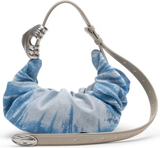 Diesel Grab-D-Scrunched hobo bag in satin denim - Shoulder Bags - Woman - Blue