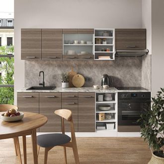 Vicco Mueble De Cocina R-line, Precioso Gris/blanco, 240 Cm, Et M&aacute;rmol
