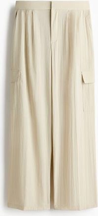 H&M Wide Cargo Trousers in Light Beige at Nordstrom, Size 10