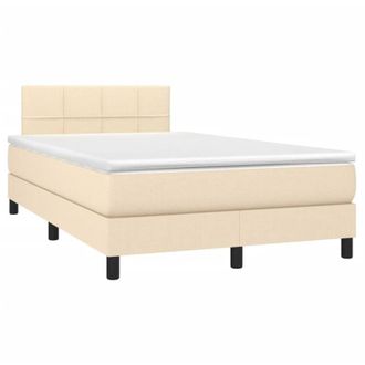 vidaXL Cama Box Spring Con Colch&oacute;n Y Luces Led Tela Crema 120x190 Cm Vidaxl