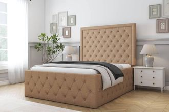 Comfort Beds Winchester Dumfries Bed Frame - 50 Upholstered Headboard in Light Brown | Size: Single