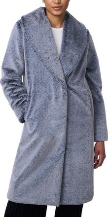 Bernardo Shawl Collar Faux Fur Coat in Grey at Nordstrom, Size Xx-Large