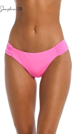Sunshine 79 Side Shirred Hipster Swim Bikini Bottom In Hot Pink