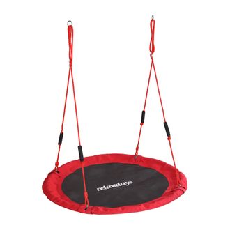 Relaxdays Relaxdays Columpio Nido Redondo, Mangos Acolchados, Ni&ntilde;os, Ajustable, Exterior, &Oslash;: 120 Cm, Hasta 100 Kg, Rojo