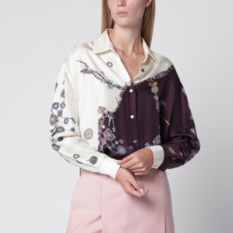 Versace Camicia stampata Stolen Jewels in twill di seta