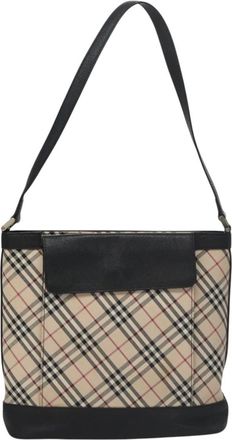 Burberry Nova Check Beige Canvas Shoulder Bag (Pre-Owned)