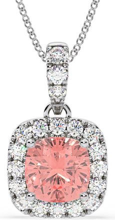 The Diamond Store Beatrice Pink Lab Diamond Cushion Cut Necklace 1.38ct in 18K White Gold - Elara Collection