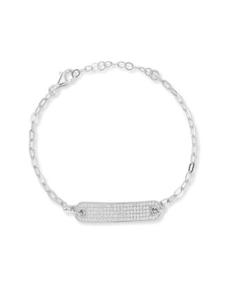 Chloe and Madison Chloe And Madison Silver Cz Id Bar Bracelet