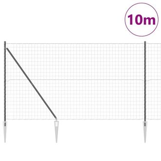 Berkfield Home Modern Euro Fence with 7 Spike Posts 1.5x10 m Galvanised Steel Grey
