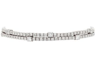 Diana M. Jewels 14kt white gold lab grown diamond two row tennis bracelet weighing 4.00 cts tW in a four prong setting