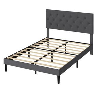 Levede Bed Frame Upholstered Small Double Linen Fabric Foam Headboard Wood in Grey