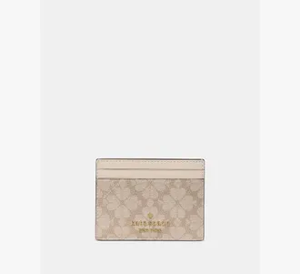 Kate Spade New York Womens Spade Flower Small Slim Card Holder in Beige | Pvc
