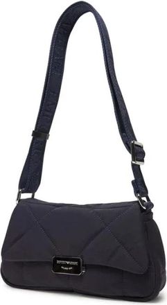 Emporio Armani Medium schoudertas van matelass&eacute; nylon - Dames - Schoudertassen - Blauw - ONE Size - Nylon - Tassen